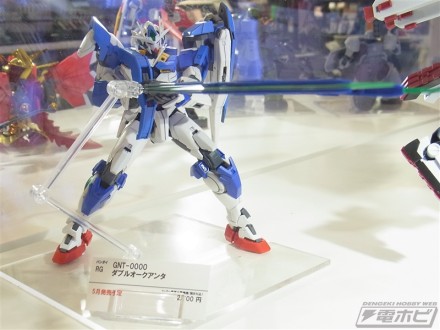 ▲RG最新作の「RG 1/144 GNT-0000 ダブルオークアンタ」は5月発売予定で、価格は2,700円（税込）。