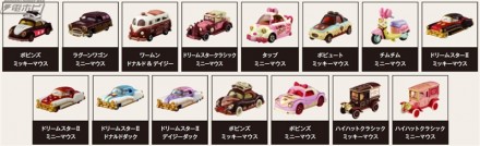 ▲2012年から販売された歴代のディズニーモータースバレンタイン・ホワイトデー限定車。