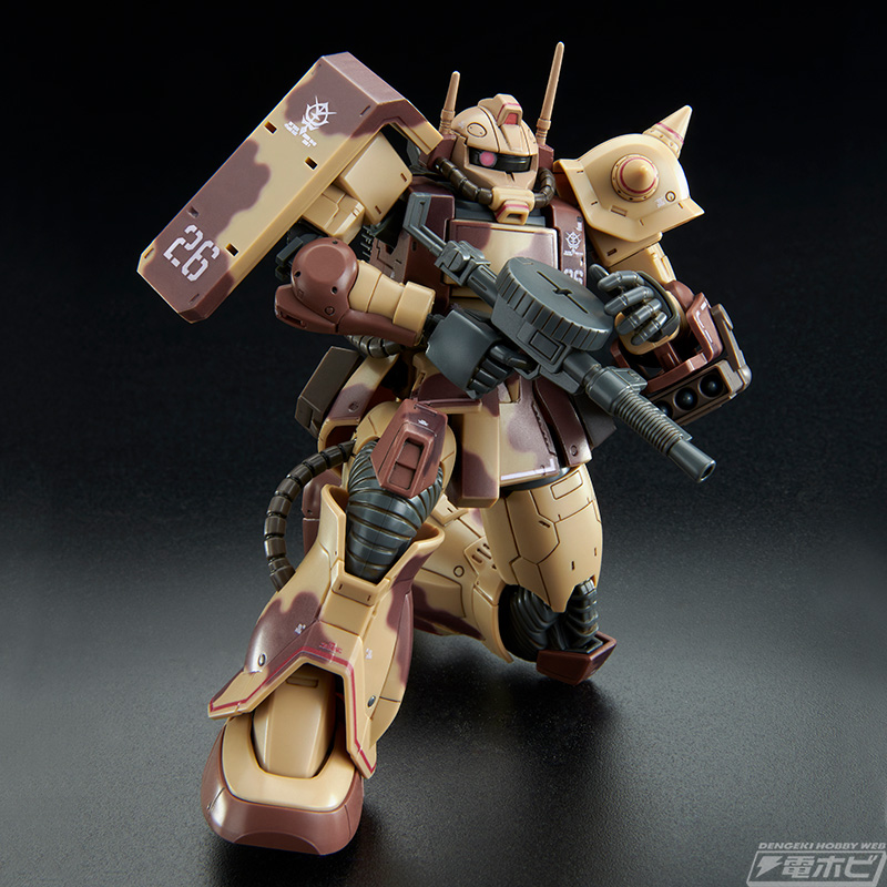 印象的な迷彩模様を塗装なしで再現可能！「機動戦士ガンダム THE ORIGIN MSD」のガンプラ「HG  ザク・デザートタイプ（ダブルアンテナ仕様）」が登場！ | 電撃ホビーウェブ