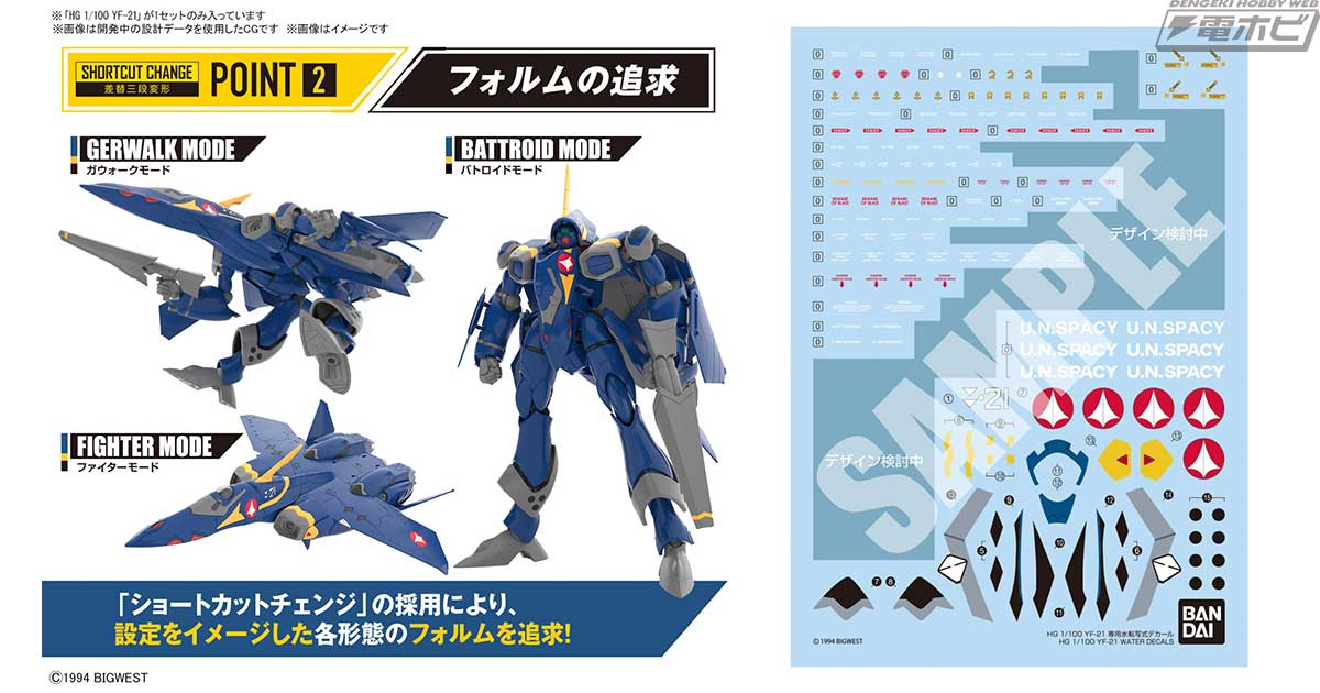 マクロスプラス』YF-21がバンダイのプラモデル「HG」から発売決定！差替パーツを使用したショートカットチェンジ仕様＆専用の水転写式デカールも登場！  | 電撃ホビーウェブ