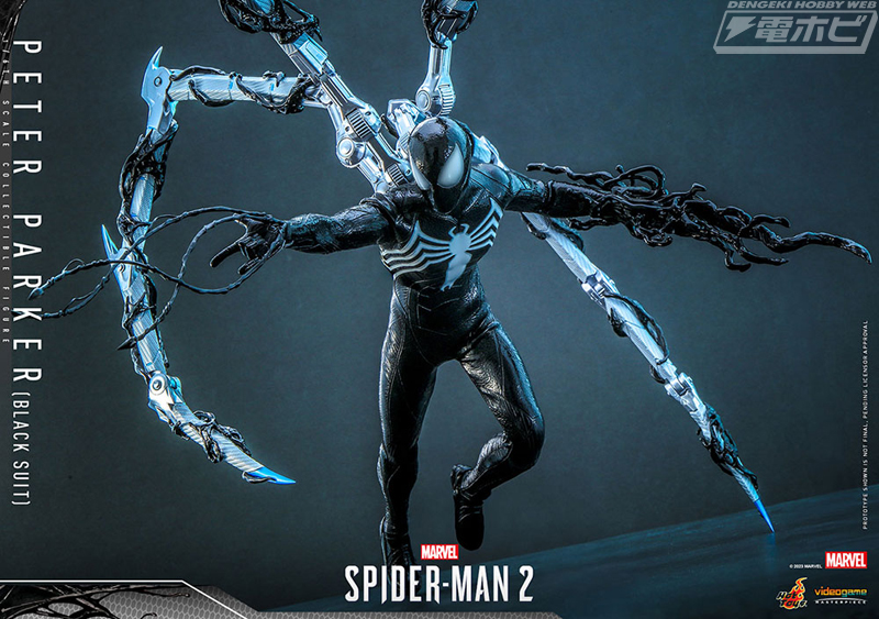 Marvel's Spider-Man 2』にてシンビオートに侵食された、漆黒のスパイダーマンが可動フィギュアとなって登場！トランスフォーム時のヘッドが付属する限定アイテムも！  | 電撃ホビーウェブ