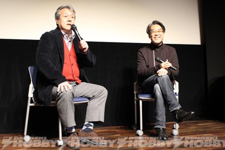 ▲ここには書けない話が満載であった、林家しん平氏（左）と井上伸一郎氏のトーク。