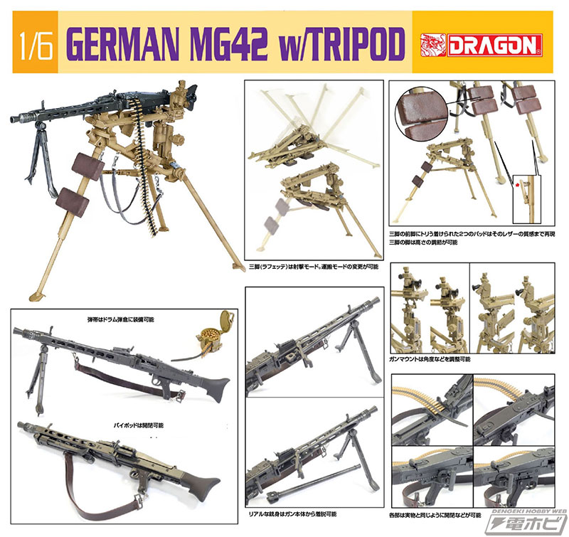 ドイツ軍の機関銃「MG42」の1/6スケール完成品モデルがドラゴンから