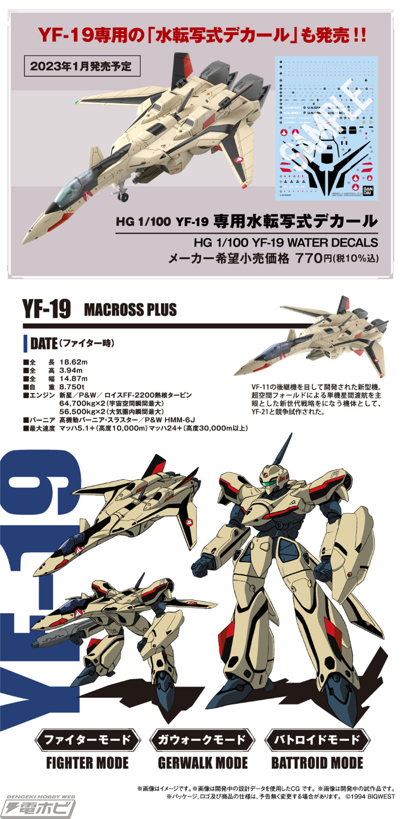 BANDAI SPIRITS『マクロス』プラモデル新シリーズ第1弾として「YF-19