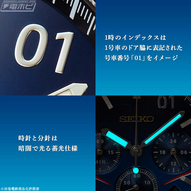 小田急の“青いロマンスカー”をモチーフにした記念腕時計「セイコー 